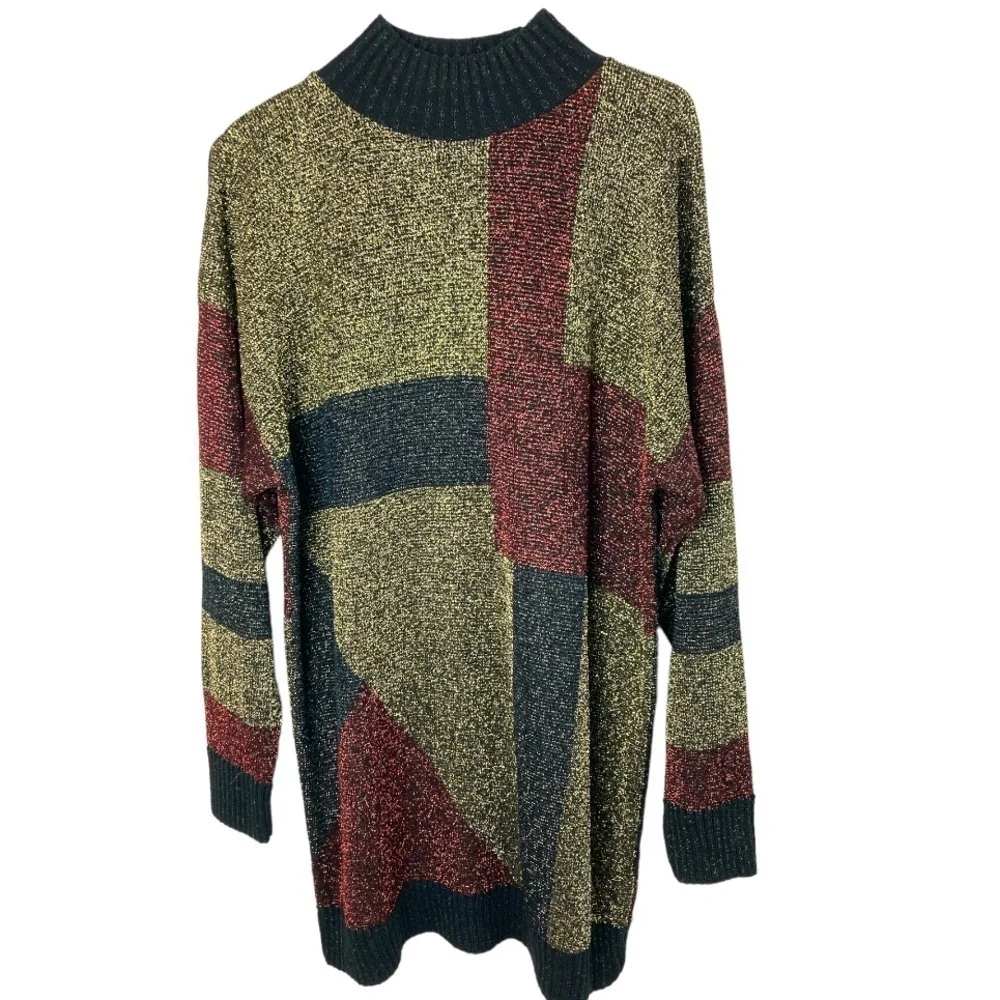 Vintage Knitmakers Metallic Tunic Length Sweater